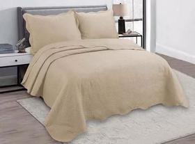 Colcha Fiore King Size 260x280m C/Porta Travesseiros Bege