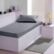 Colcha Fixa Buettner Solteiro Percal 180 Fios Matelado Sleep 02 Pçs Cinza