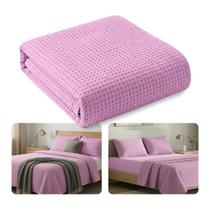 Colcha Gênova Piquet Favo Queen Rosa
