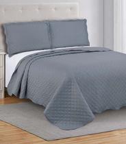 Colcha Grid King Camesa Cinza Colcha Grid King Camesa Cinza