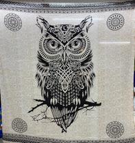 Colcha Indiana Casal Corujas Moda Hippie Decoração