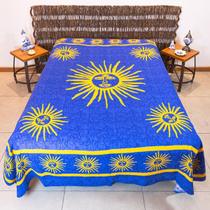 Colcha Indiana Casal Sol 100% Algodão ul & Amarelo