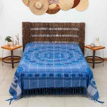 Colcha Indiana Franjas Casal Mandala Elefantes 100% Algodão