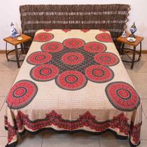 Colcha Indiana Mandala 100% Algodão Vermelho & Preto