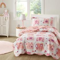Colcha Infantil Cobre Leito Solteiro 2 Peças Dupla Face Estampado Princesa