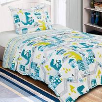 Colcha Infantil Dupla Face Patchwork 2 Pçs Camesa Dinos Colcha Infantil Dupla Face Patchwork 2 Pçs Camesa Dinos