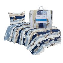 Colcha Infantil Solteiro Avião Vintage Evolution Patchwork Microfibra2 peças - Camesa