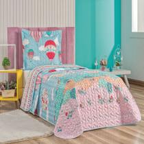 Colcha infantil solteiro Bouti dupla face matelada 02 peças balão
