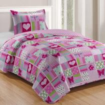 Colcha Infantil Teen Cobre Leito Solteiro 2 Pçs Patchwork