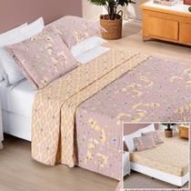 Colcha + Jogo De Cama Bouti Estampado Casal 06 Peças 100% Poliéster - Lavanda Colcha + Jogo De Cama Bouti Estampado Casal 06 Peças 100% Poliéster - Lavanda