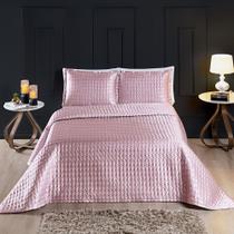 Colcha King 3pç cetim charmousse aba americana bordado - SAFIRA ENXOVAIS