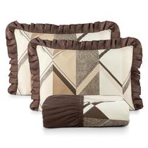 Colcha king Com Babado Lorena Tecido Estampado 3 Peças