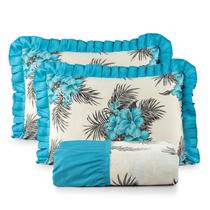 Colcha king Com Babado Lorena Tecido Estampado 3 Peças