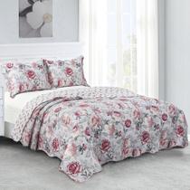 Colcha King Evolution Patchwork Camesa Serenity 3 Peças Cinza/Rosa