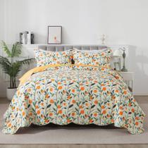Colcha King Quilt HoneiLife, microfibra floral, 270x244 cm, 3 peças Colcha King Quilt HoneiLife, microfibra floral, 270x244 cm, 3 peças