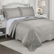 Colcha King Size Egeu 260x280m C/2 Porta Travesseiros Bege Camesa