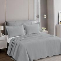 Colcha King Size Velvet Neo 260x280cm C/Porta Travesseiro CorCinza Limestone Camesa