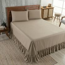 Colcha Laila c/ Babado 400 Fios Queen 3 Peças Bege