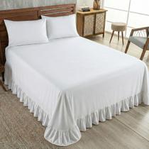 Colcha Laila c/ Babado 400 Fios Queen 3 Peças Branco Colcha Laila c/ Babado 400 Fios Queen 3 Peças Branco