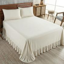 Colcha Laila c/ Babado 400 Fios Queen 3 Peças Marfim Colcha Laila c/ Babado 400 Fios Queen 3 Peças Marfim