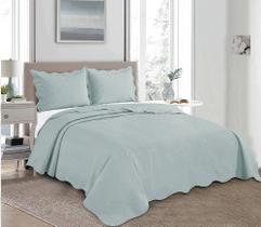 Colcha Mandi Solteiro 160x230Cm C/Porta Travesseiro 2 Pçs Azul Cobre Leito