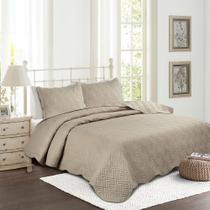 Colcha Matelassê - Casal - Ilusion Studio - Bege - C/ Porta Travesseiro - Camesa