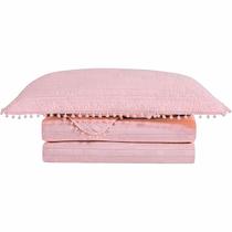 Colcha Matelassê - Casal - Pompom - Rosa - C/ Porta Travesseiro - Camesa