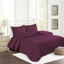 Colcha Matelassê - Ilusion Studio - Casal - C/ Porta Travesseiro - Vinho Beringela - Camesa Colcha Matelassê - Ilusion Studio - Casal - C/ Porta Travesseiro - Vinho Beringela - Camesa
