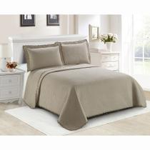 Colcha Matelassê - Pompom - Queen Size - C/ Porta Travesseiro - Bege - Camesa Colcha Matelassê - Pompom - Queen Size - C/ Porta Travesseiro - Bege - Camesa
