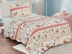 Colcha Matelasse Solteiro Infantil Estampas Patchwork Evolution 160x230 Cobre Leito