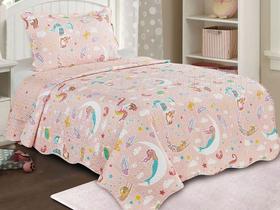 Colcha Matelasse Solteiro Infantil Estampas Patchwork Evolution 160x230 Cobre Leito