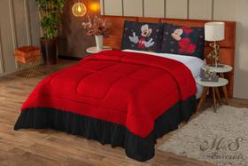 Colcha mikey e miney 03 peças casal queen - vermelho