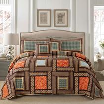 Colcha NEWLAKE King Size de Algodão com Patchwork Colcha NEWLAKE King Size de Algodão com Patchwork