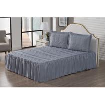 Colcha paris 3 peças casal padrão matelada na cor cinza