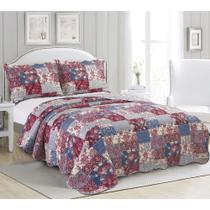 Colcha Patchwork Solteiro Camesa Evolution Daisy 2 Pçs Vermelho/Azul Colcha Patchwork Solteiro Camesa Evolution Daisy 2 Pçs Vermelho/Azul