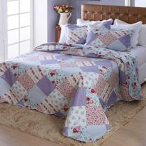 Colcha Patchwork - Solteiro - Dupla Face - C/ Porta Travesseiro - Cristalina - Dyuri