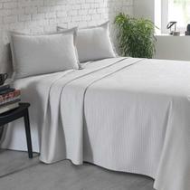 Colcha Piquet Lisa Queen + 02 Porta Travesseiros Prata