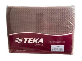 Colcha Piquet Queen Teka Gênova 100% Algodão 240x260cm Luxo Queen Marrom TK5860MR