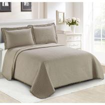 Colcha Pompom Casal Camesa 220x240cm Microfibra Bege