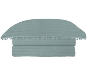 Colcha Pompom De Casal C/3 Peças 220x240cm Azul Camesa