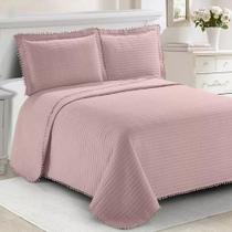 Colcha Pompom King 3 Peças 2,80X2,60 Camesa Rose