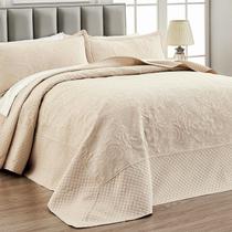 Colcha Qucover Alaska King 320x305cm com 2 fronhas bege