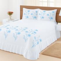 Colcha Queen 2,60x2,40 Com 2 Porta Travesseiros Cobre Leito Enxoval Cama Casal Grande Sofisticado Qu