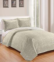 Colcha Queen Bouti Patchwork Microfibra Rozac Bege