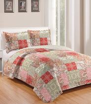 Colcha Queen Bouti Patchwork Microfibra Rozac Marrom