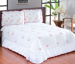 Colcha Queen Butterfly 05 Peças Branco/Vermelho - Zilu Colcha Queen Butterfly 05 Peças Branco/Vermelho - Zilu