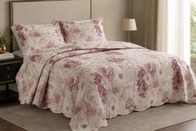 Colcha Queen Camesa Evolution Patchwork 3 Peças Floral Colcha Queen Camesa Evolution Patchwork 3 Peças Floral