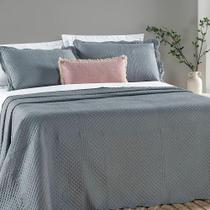 Colcha Queen Chess Dupla Face Micropercal 200 Fios 3 Peças - Cinza Lunar