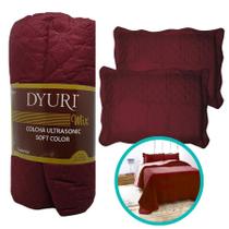 Colcha Queen Cobre Leito Matelado 240x160cm Vinho 3 Peças