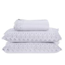 Colcha Queen Home Madrid Com Bordado Inglês 300 Fios 3 Peças - Branco Colcha Queen Home Madrid Com Bordado Inglês 300 Fios 3 Peças - Branco